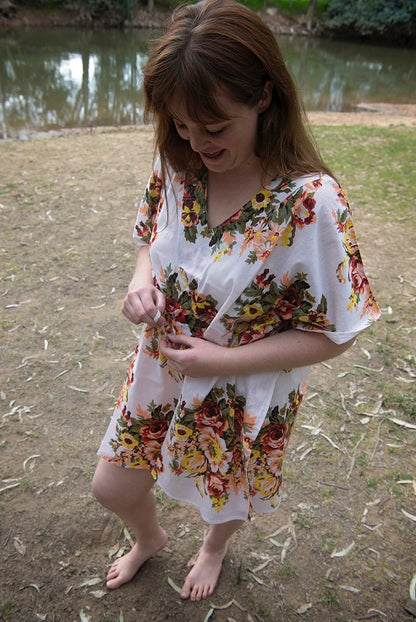 Beautiful Orange Vintage Cotton Printed Kaftan - Adore India   