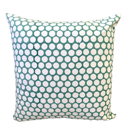 Turquoise Polka Dot Block Print Canvas Cotton Cushion Cover Pillow 2Pcs - Adore India   