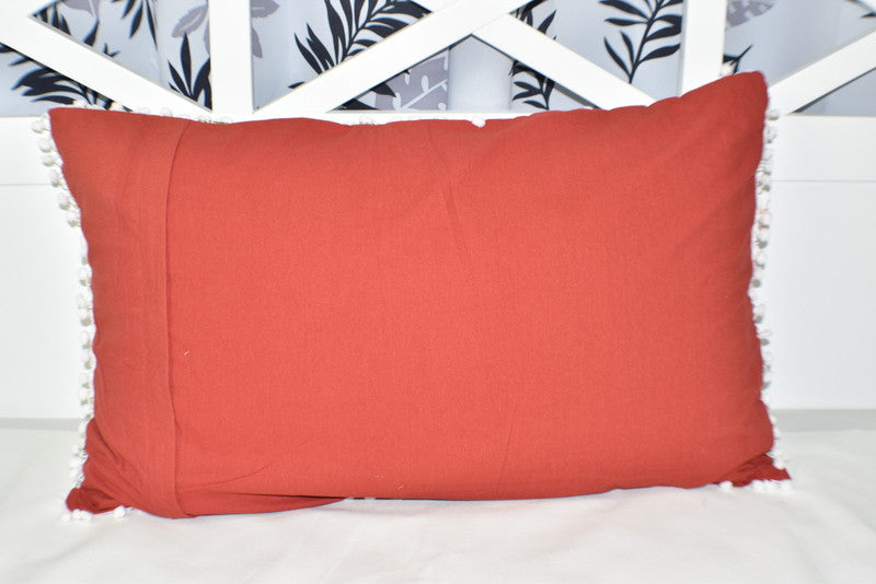 Silk Vintage Kantha Pompom Pillow Cover 3 - Adore India   