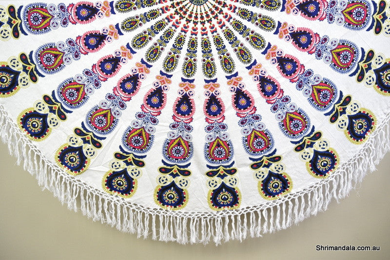 Harmony Navy Mandala Beach Round Throw - Adore India   