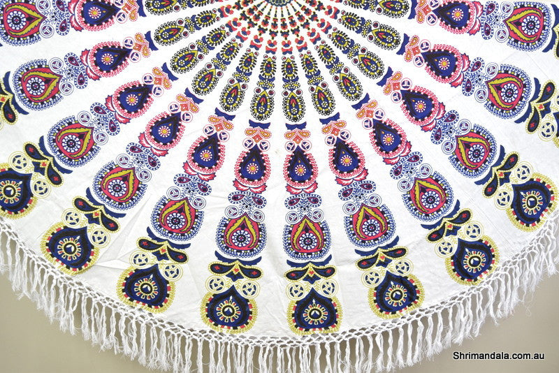 Harmony Navy Mandala Beach Round Throw - Adore India   