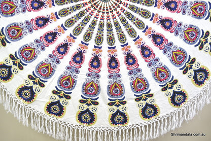 Harmony Navy Mandala Beach Round Throw - Adore India   