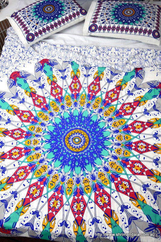Universe Teal Mandala Throw Set - Adore India   