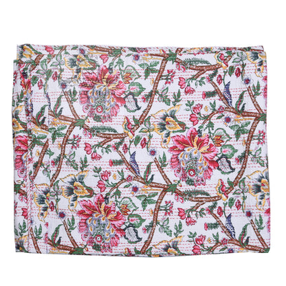 Handmade Molly Bloom Indian Cotton Reversible Kantha Quilt Bedspread Throw - Adore India   