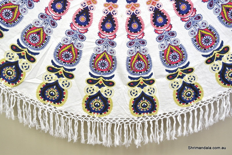 Harmony Navy Mandala Beach Round Throw - Adore India   