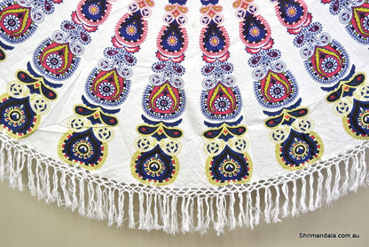 Harmony Navy Mandala Beach Round Throw - Adore India   