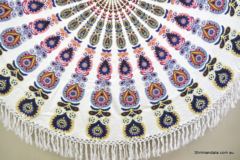 Harmony Navy Mandala Beach Round Throw - Adore India   
