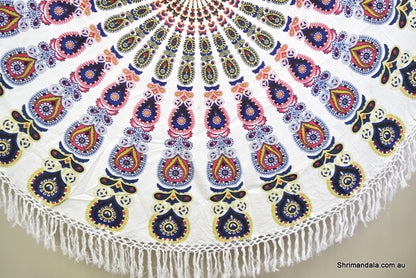 Harmony Navy Mandala Beach Round Throw - Adore India   