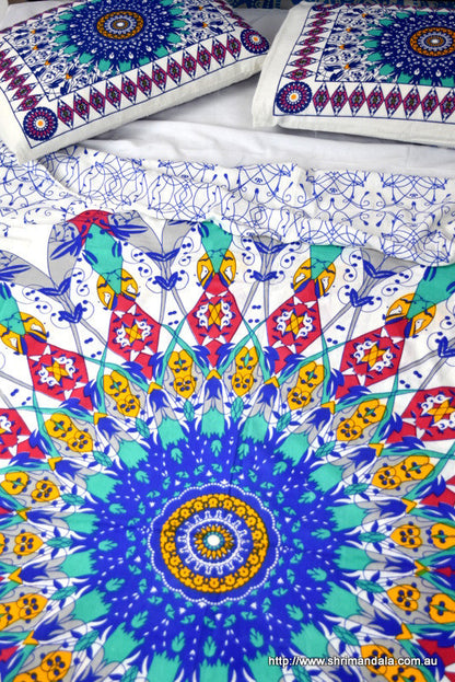 Universe Teal Mandala Throw Set - Adore India   