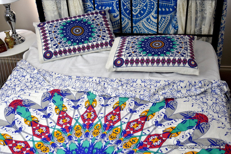 Universe Teal Mandala Throw - Adore India   
