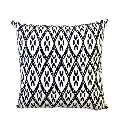 Black Ikat Block Print Canvas Cotton Cushion Cover Pillow 2Pcs - Adore India   