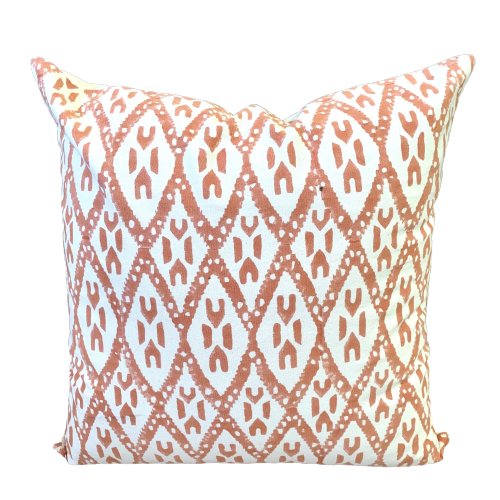 Peach Ikat Block Print Canvas Cotton Cushion Cover Pillow - Adore India   