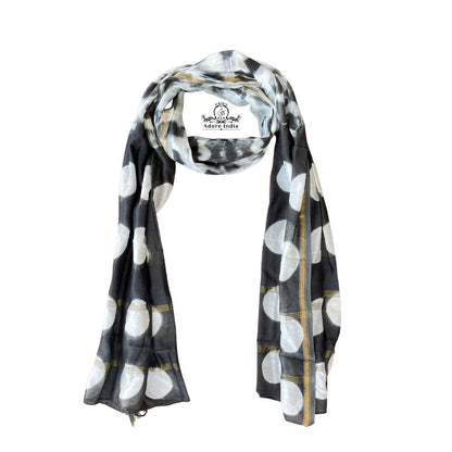 Indian Handmade Dot Chanderi Vintage Silk Boho Scarf Stole - Adore India   