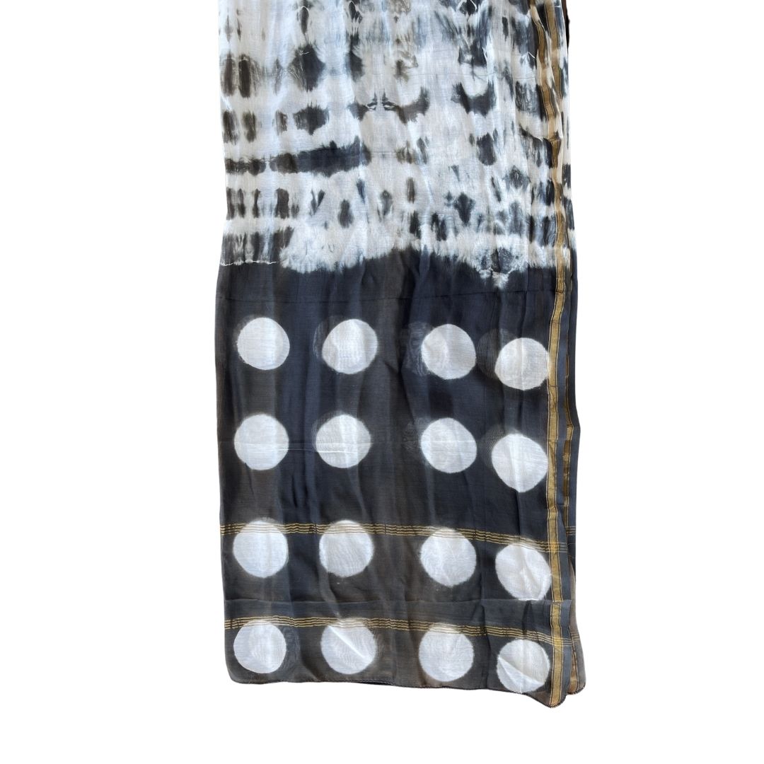 Indian Handmade Dot Chanderi Vintage Silk Boho Scarf Stole - Adore India   