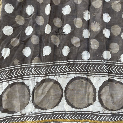 Indian Handmade Brownie Dot Chanderi Vintage Silk Boho Scarf Stole - Adore India   