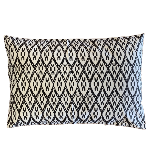 Black Ikat Block Print Canvas Cotton Cushion Cover Pillow 2Pcs - Adore India   