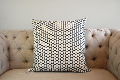 Black Polka Dot Block Print Canvas Cotton Cushion Cover Pillow 2Pcs - Adore India   