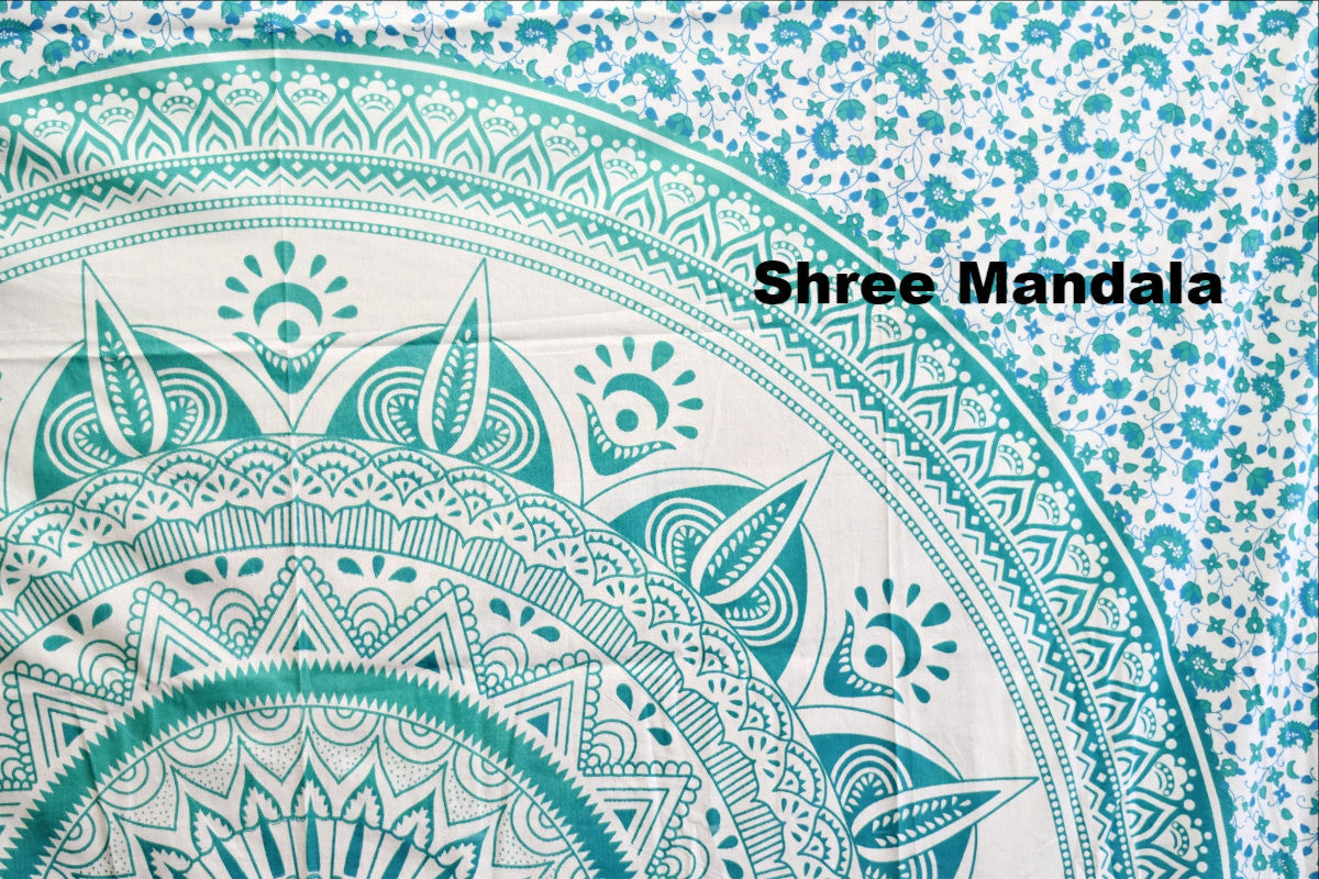 Daisy Sea Green Ombre Mandala Throw - Adore India   