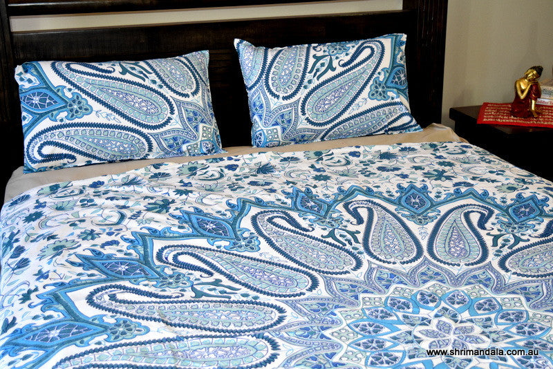 Bohemian Paisley Blue Mandala Duvet Set - Adore India   