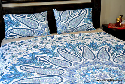Bohemian Paisley Blue Mandala Duvet Set - Adore India   