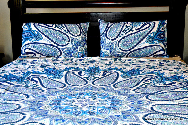 Bohemian Paisley Blue Mandala Duvet Set - Adore India   