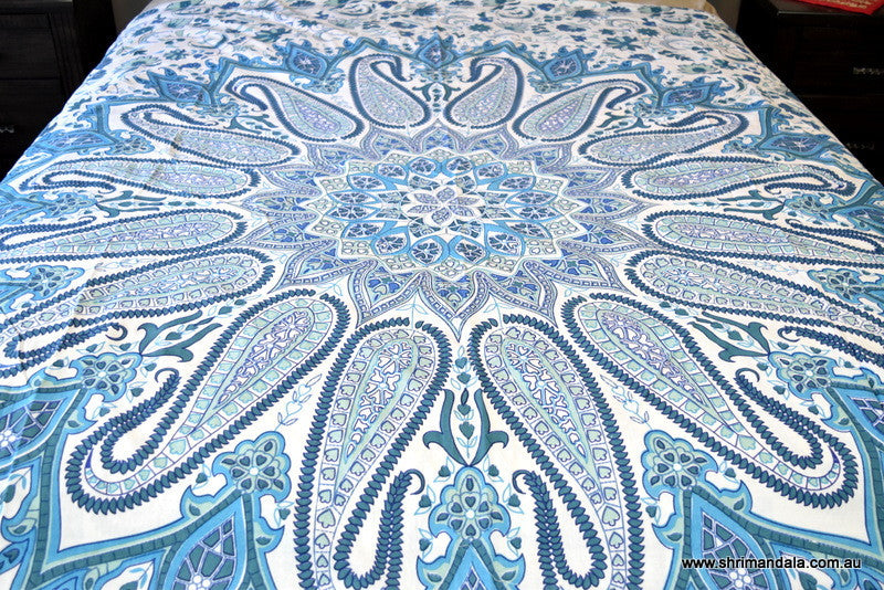 Bohemian Paisley Blue Mandala Duvet Set - Adore India   