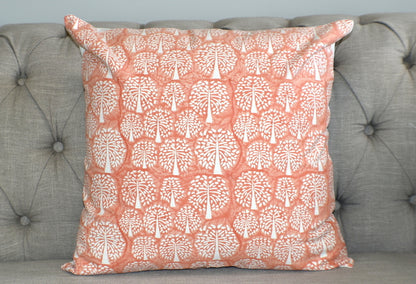 Tree of Life Coral Peach Hand Block Print Cushion 2Pcs - Adore India   