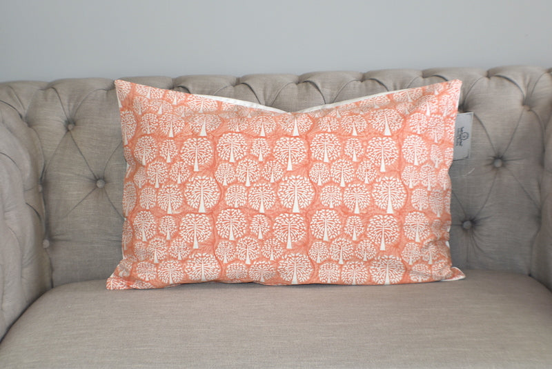 Tree of Life Coral Peach Hand Block Print Cushion 2Pcs - Adore India   