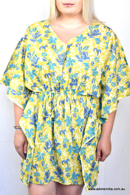 Hand Block Printed Cotton Kaftan Yamuna - Adore India   
