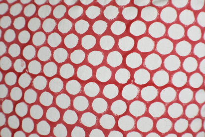 Red Polka Dot Block Print Canvas Cotton Cushion Cover Pillow 2Pcs - Adore India   