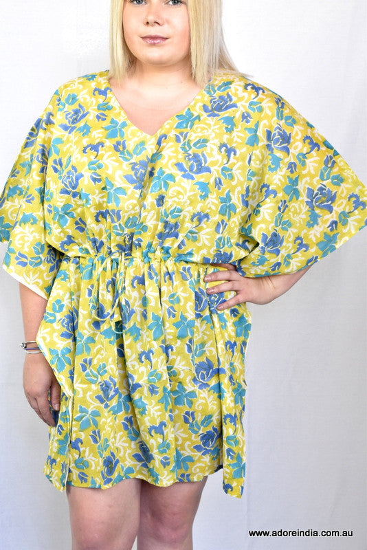Hand Block Printed Cotton Kaftan Yamuna - Adore India   