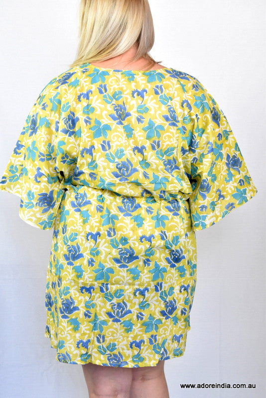 Hand Block Printed Cotton Kaftan Yamuna - Adore India   