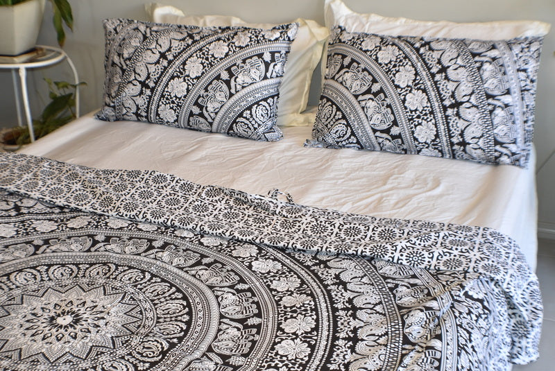 Good Luck Black Mandala Duvet Cover - Adore India   