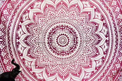 Yantra Pink Ombre Mandala Throw - Adore India   