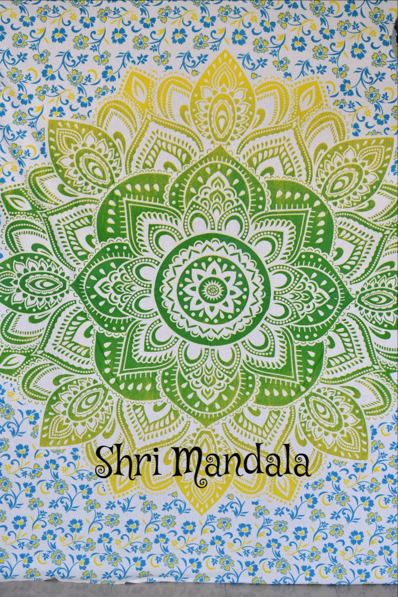 Bulk Lot Passion Lime Blue Ombre  Mandala Large Throw- 3 Pcs - Adore India   