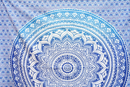 Yantra Blue Ombre Mandala Throw - Adore India   