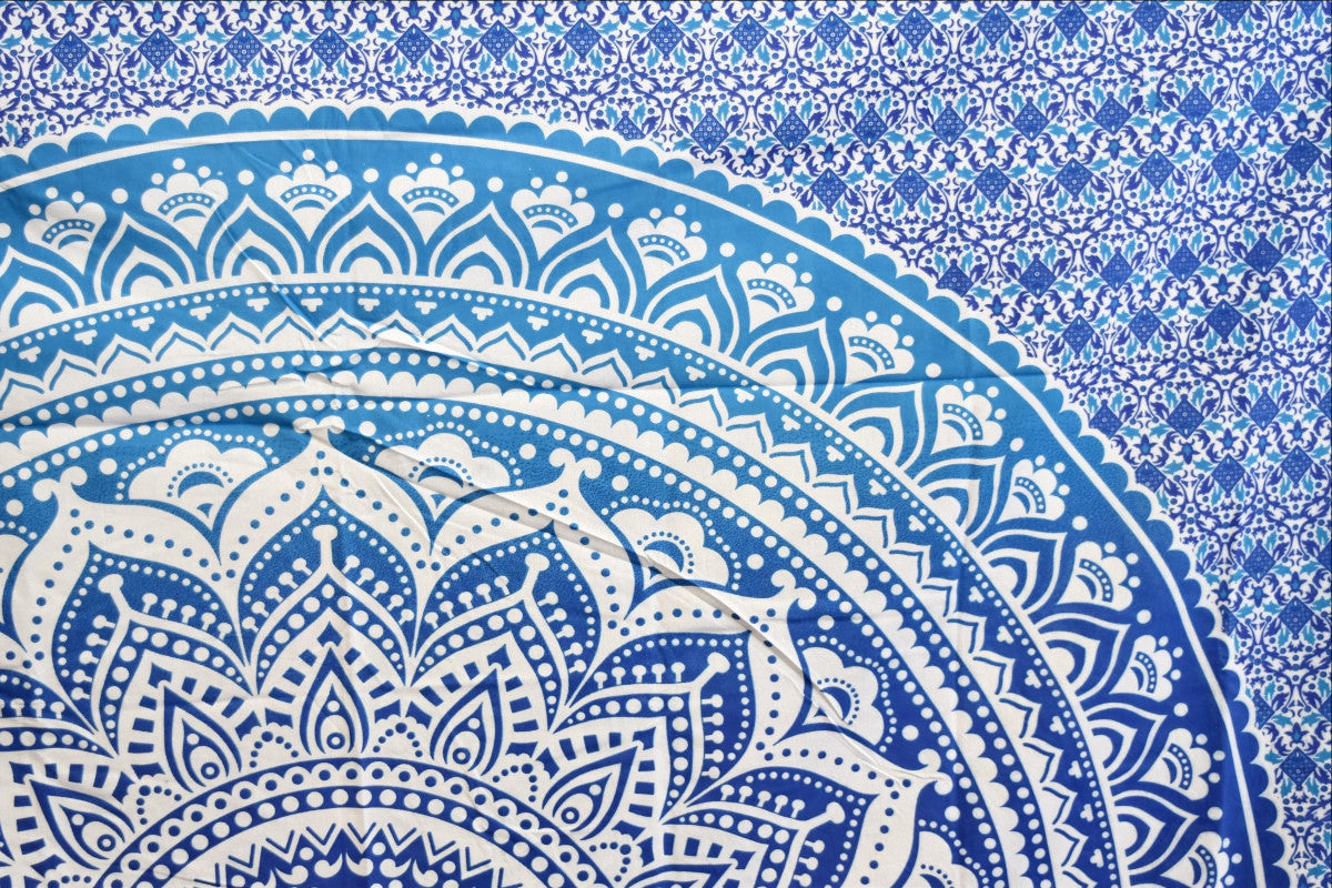 Yantra Blue Ombre Mandala Throw - Adore India   