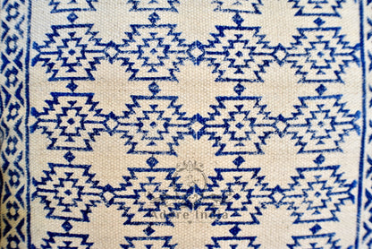 Block Print Aztec Indigo Cotton Dari Cushion Cover Euro Size 65x65cm - Adore India   