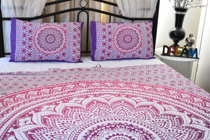 Yantra Pink Ombre Mandala Throw - Adore India   