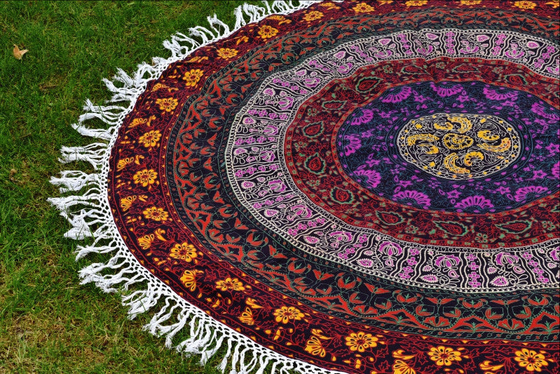 WOH Mandala Beach Round Throw - Adore India   
