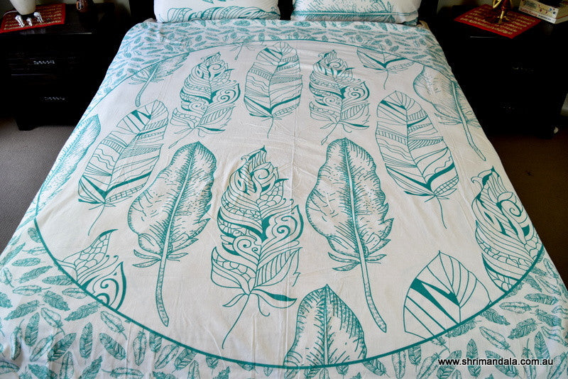 Calamus Turq Mandala Duvet Cover Set - Adore India   