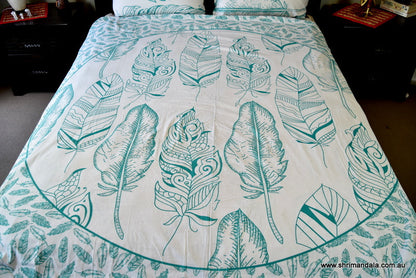 Calamus Turq Mandala Duvet Cover Set - Adore India   