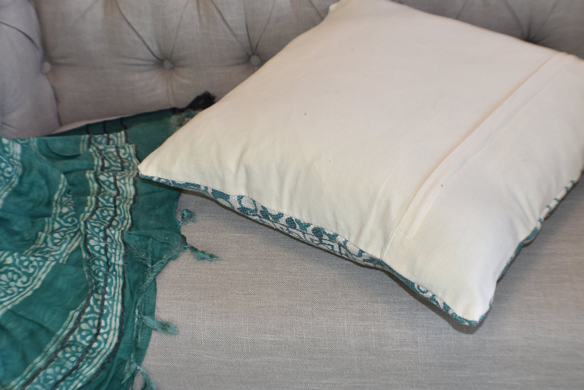Block Print Daisy Green Mandala Cotton Dari Cushion 50 cms - Adore India   