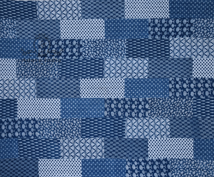 Indigo Block Print Patchwork Cotton Reversible Kantha Quilt Bedspread - Adore India   