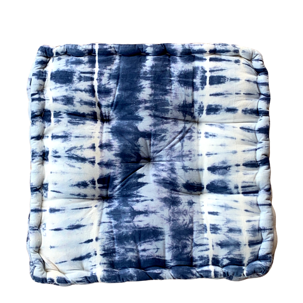 Handmade Indigo Tie and Dye Cotton Floor Cushion Pillow - Adore India   
