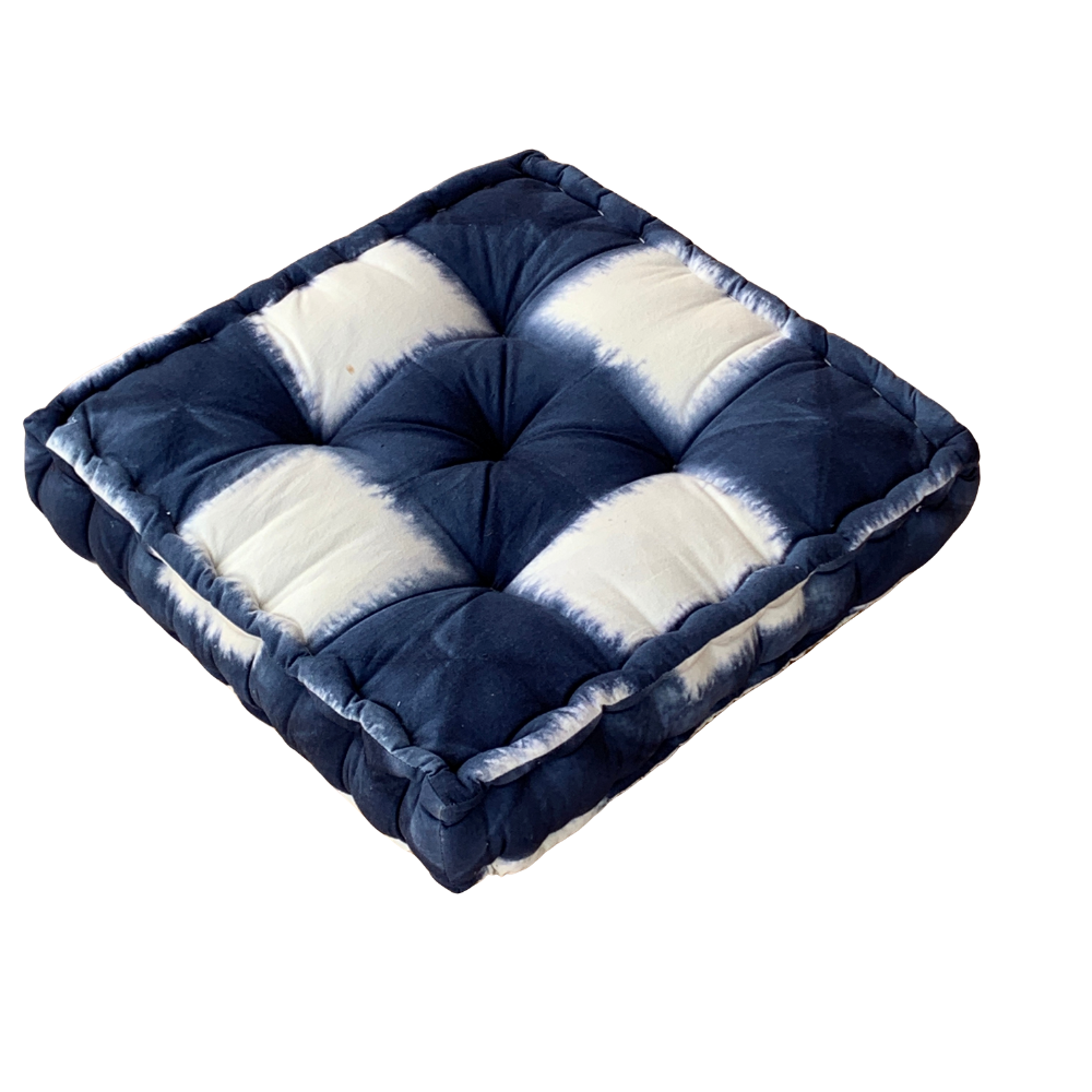 Indigo Tie and Dye Square Floor Cushion - Adore India   