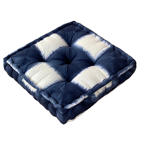 Indigo Tie and Dye Square Floor Cushion - Adore India   