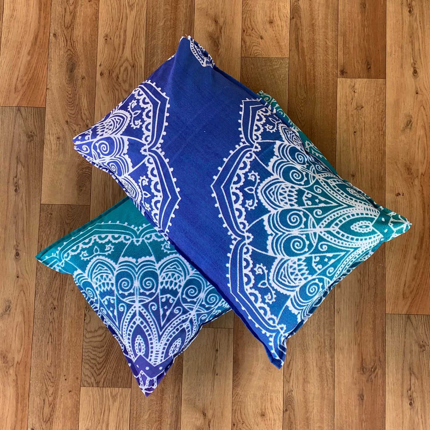 Galaxy Turquoise Cotton Mandala Pillow Set 2Pcs - Adore India   