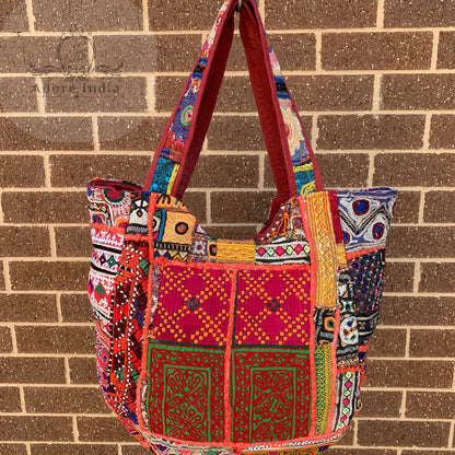 Large Indian Handmade Bohemian Vintage Banjara Hippy Shoulder Bag-8 - Adore India   