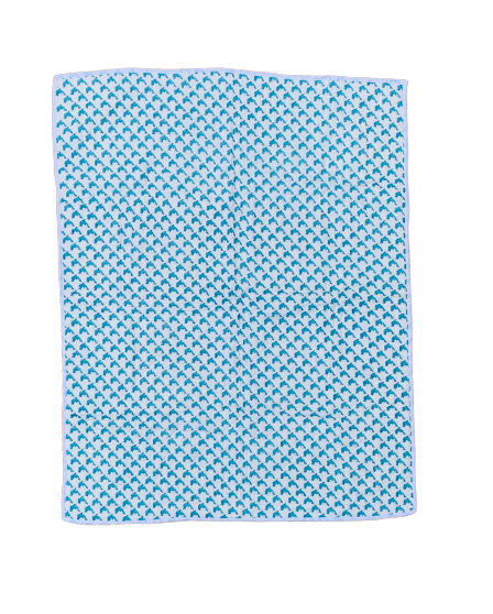 Blue Fish Print Cotton Reversible Padded Baby Quilt Bedspread - Adore India   